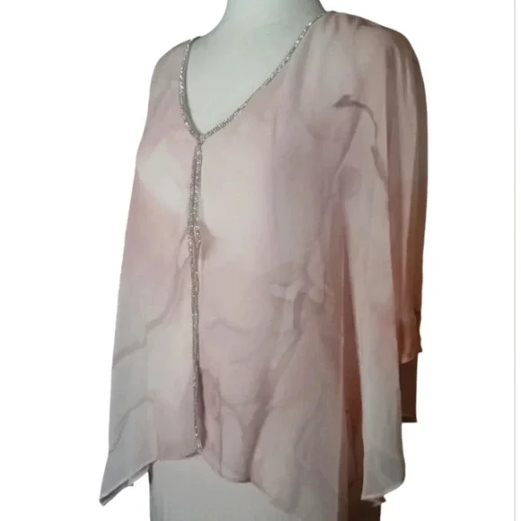 Frank Lyman Montreal Blush Pink Shift Dress Chiffon Overlay Size 6 NWT - Picture 3 of 8